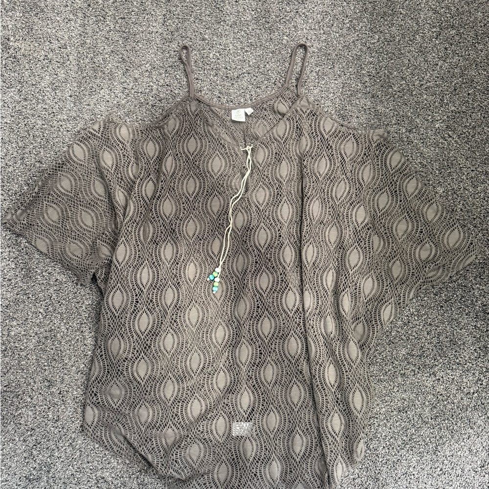 Neutral Patterned Women's Swim Coverup